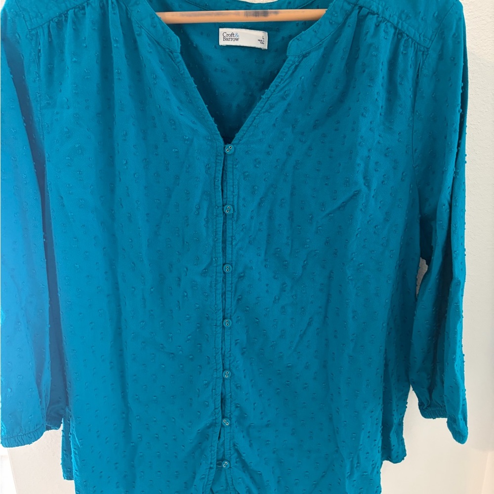 Croft & Barrow Turquoise Button-Down Shirt
